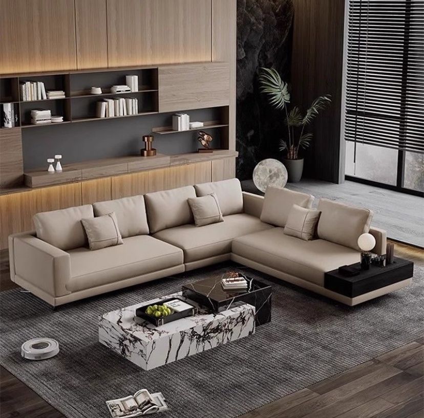 Banc design en tissu beige clair